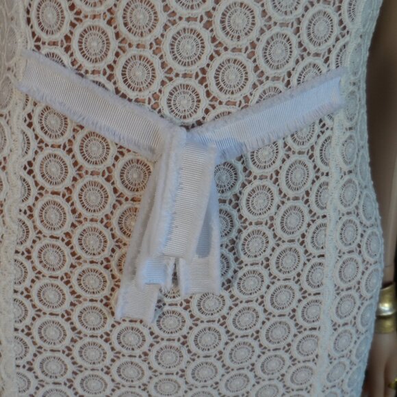 New Moschino CheapandChic White Crotchet Lace w/Pink Underlay SheathDress Size 8 - Picture 9 of 16